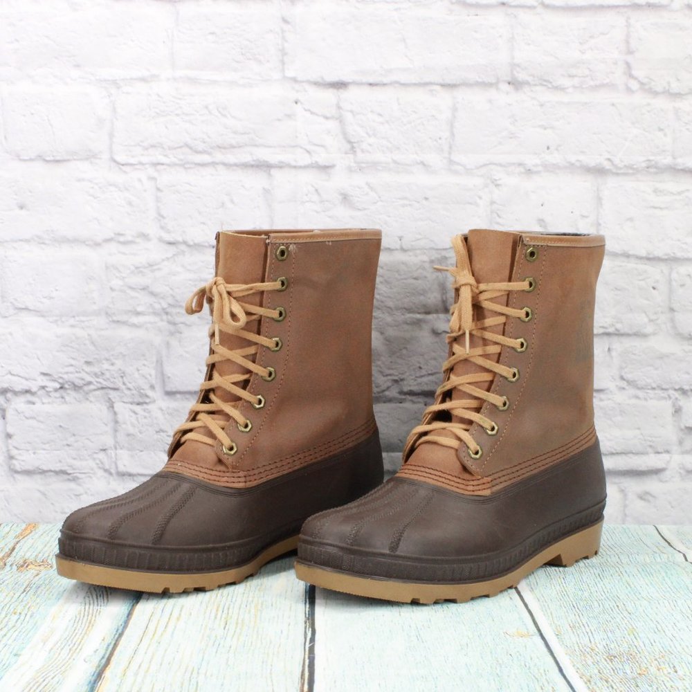 Sorel Brown Leather Lace Up Insulated Ankle Winter Duck Boots Size 11 - Picture 2 of 9